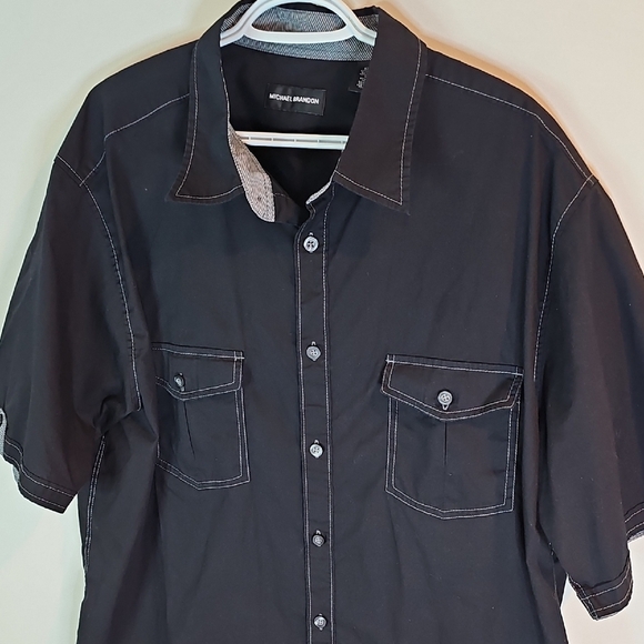 Michael Brandon Black Casual Button-Down Shirt - Picture 2 of 6
